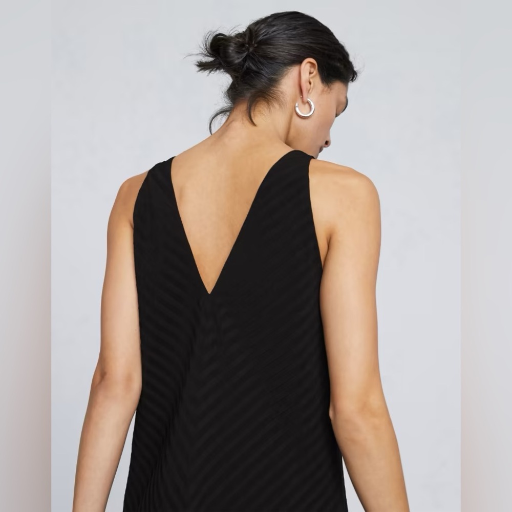 🖤EVERLANE THE CITY STRIPE MIDI DRESS IN BLACK 4 - Picture 4 of 10